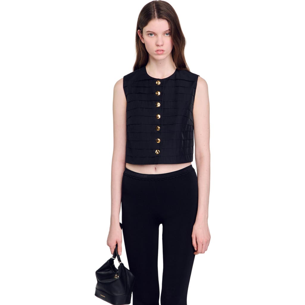 Sandro Eilat Pleated Button-front Top