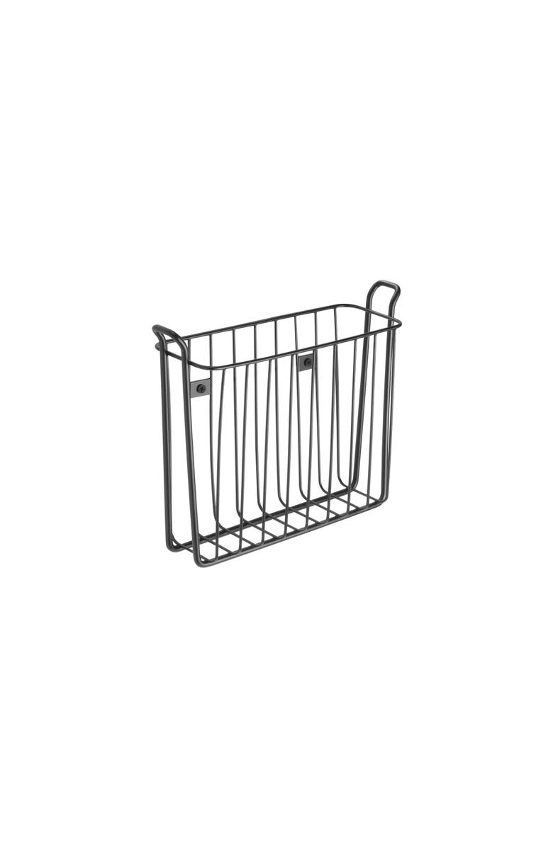 mDesign Metal Wall Mount Decorative Magazine Rack Organizer Bin Basket - Black, Main, color, Black