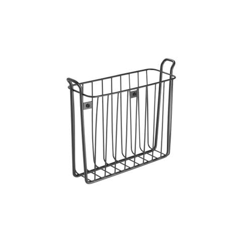 Metal Wall Mount Decorative Magazine Rack Organizer Bin Basket - Black