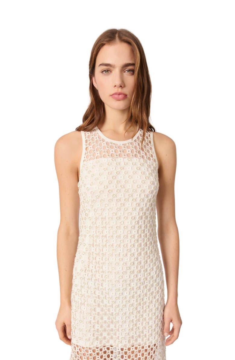 maje Beaded crochet maxi dress, Alternate, color, 