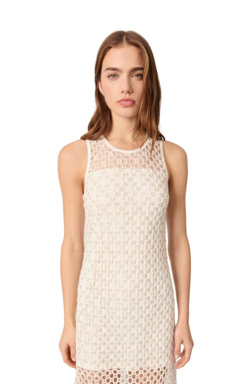 Maje Resille Open-knit Midi Dress In White