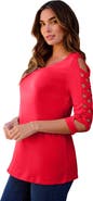 Roaman's Plus Size Ultimate Lattice Sleeve Tee