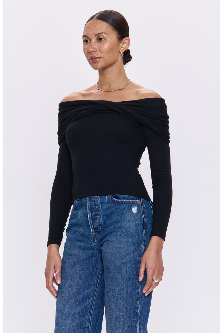 Lyra Off the Shoulder Knit Top, Alternate, color, NOIR