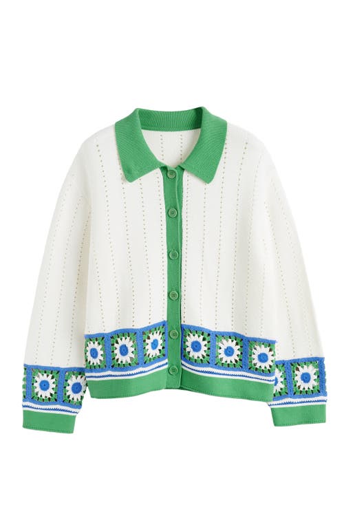 Chinti & Parker Cotton Hand Crochet Shirt In Cream-blue