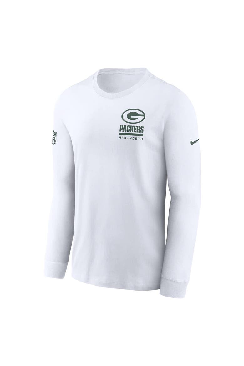 Men's Nike White Green Bay Packers Sideline Performance Long Sleeve T-Shirt, Alternate, color, White