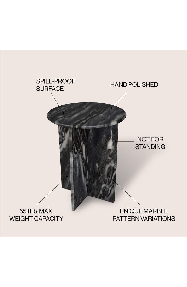 JONATHAN Y Javier 17.75" Contemporary Natural Marble Handmade X-Shaped End Table, Alternate, color, Black/Gray