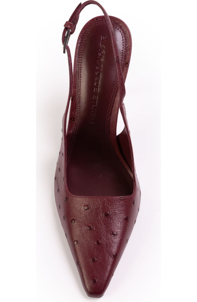 BLACK SUEDE STUDIO Lainey 100 Ostrich Pump, Alternate, color, Ruby Ostrich Leather