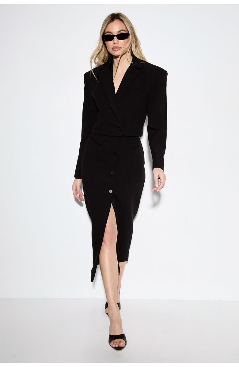MissPap Premium Open Back Waistcoat Midi Dress, Alternate, color, Black