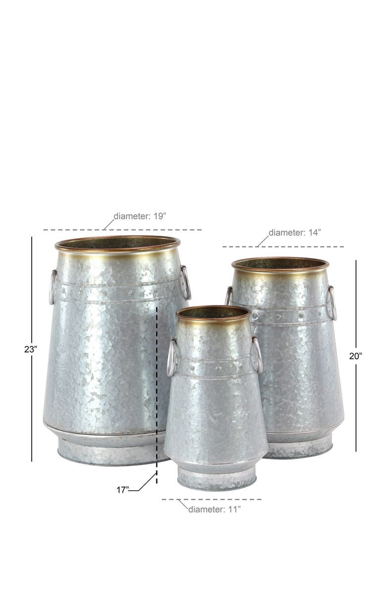 SONOMA SAGE HOME Silver Galvanized Iron Barrel Planter - Set of 3, Alternate, color,