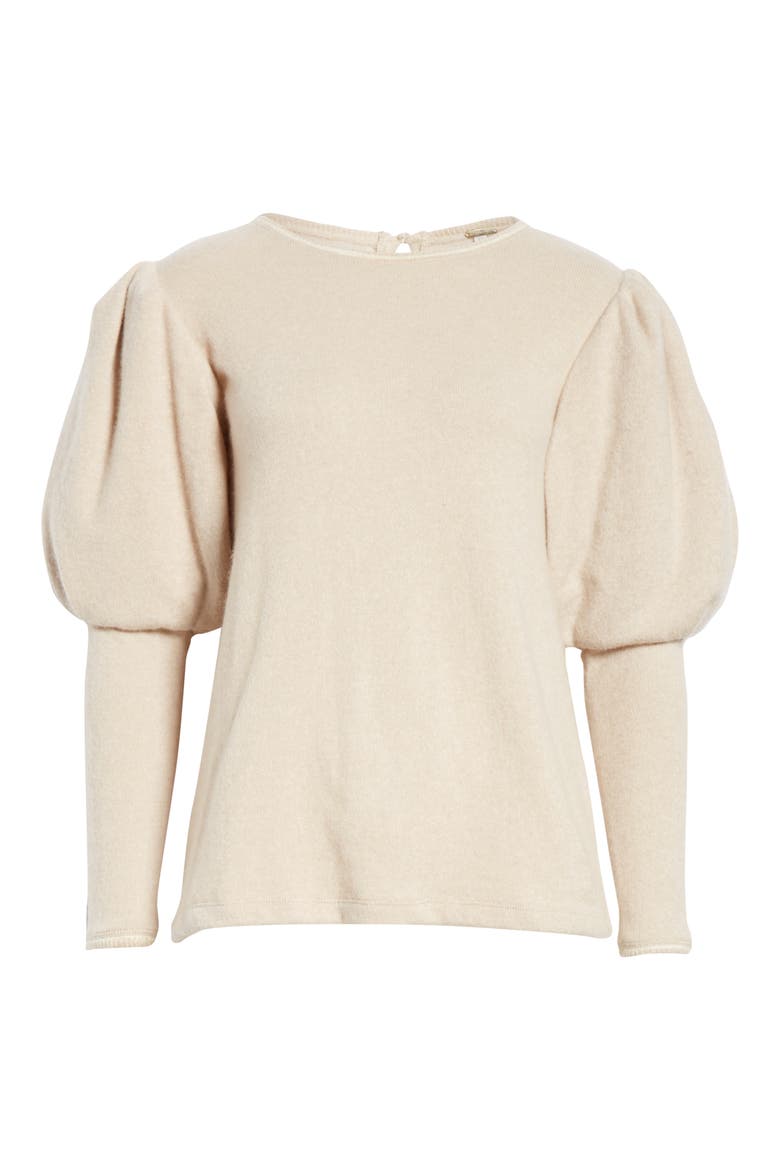 Puff Sleeve Cashmere Sweater, Alternate, color, ECRU