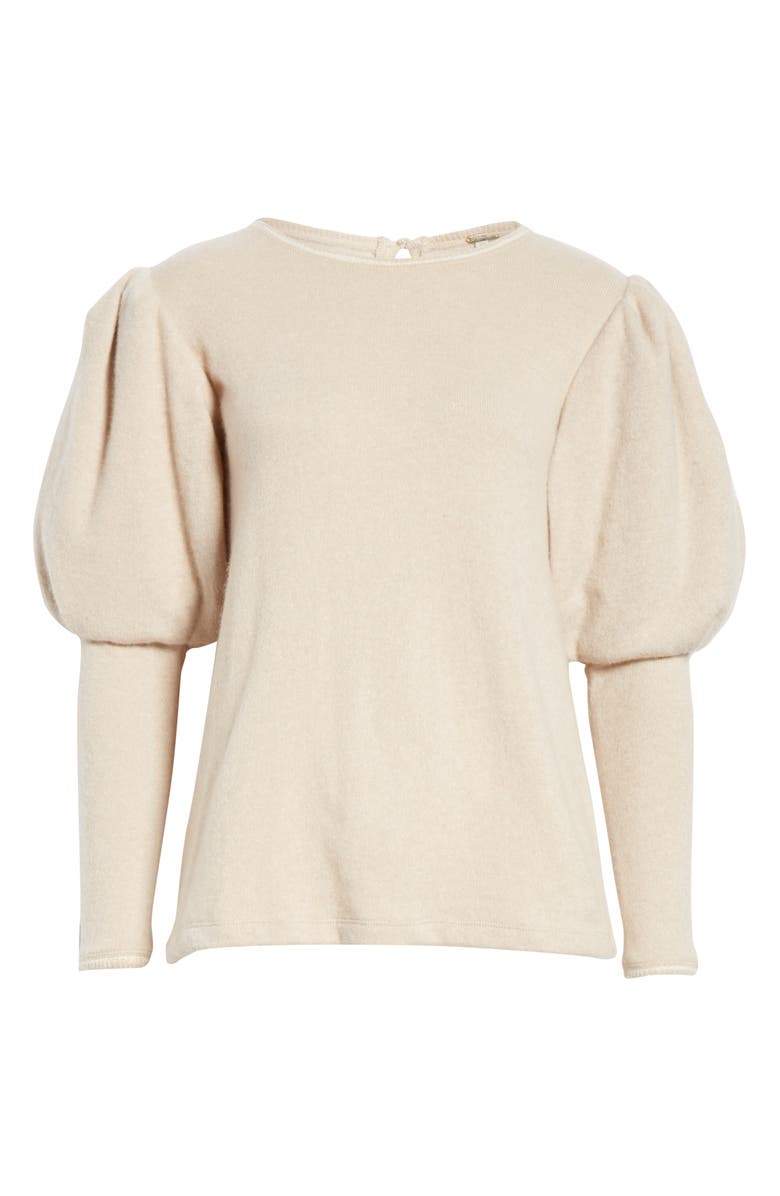 Johanna Ortiz Puff Sleeve Cashmere Sweater, Alternate, color, Ecru