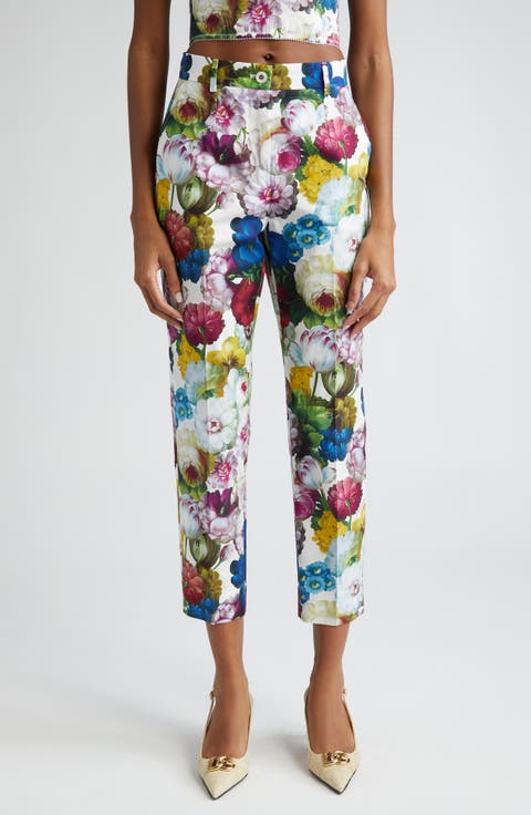 Floral Cotton Poplin Crop Trousers