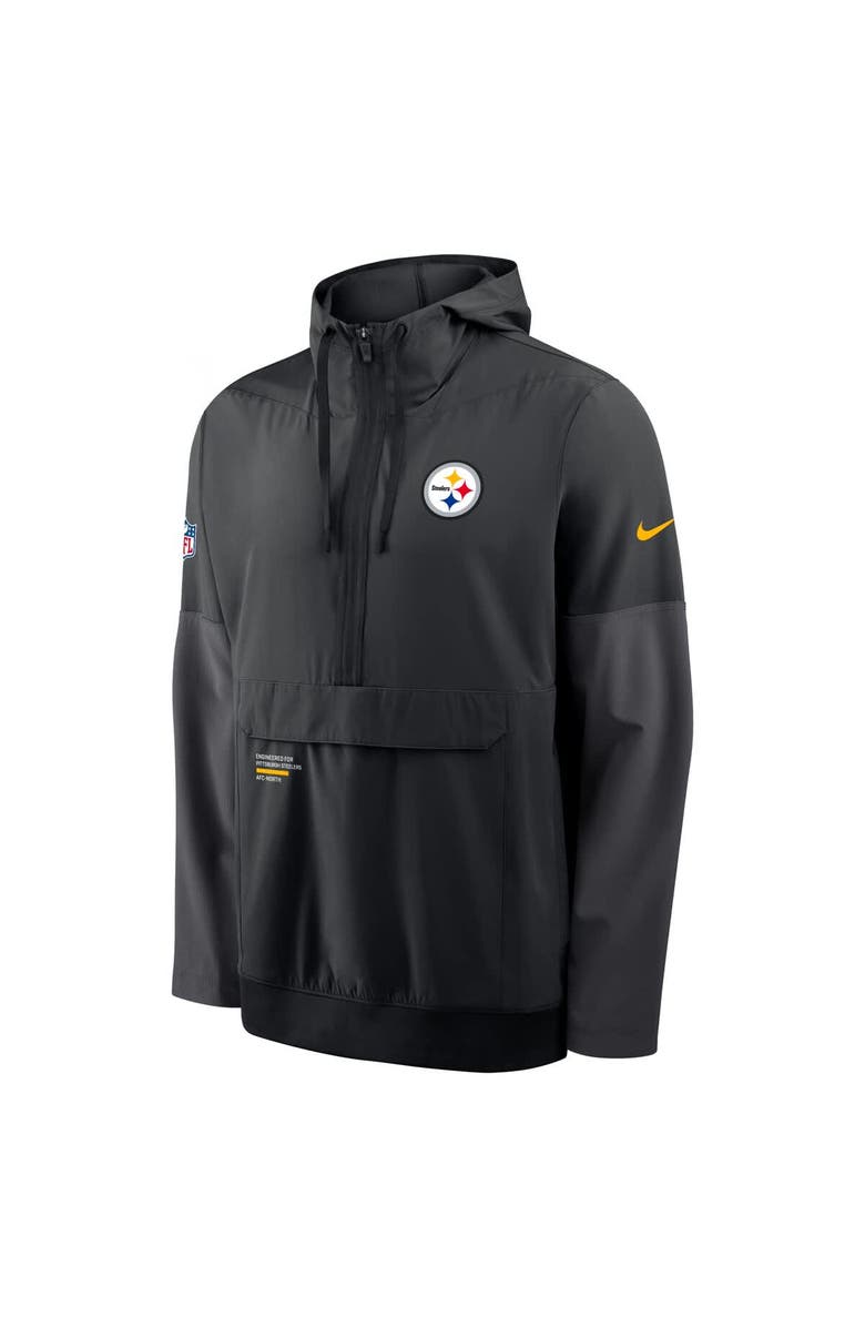 Nike Men's Nike Black Pittsburgh Steelers Sideline Anorak Half-Zip Hoodie Jacket, Alternate, color, Black