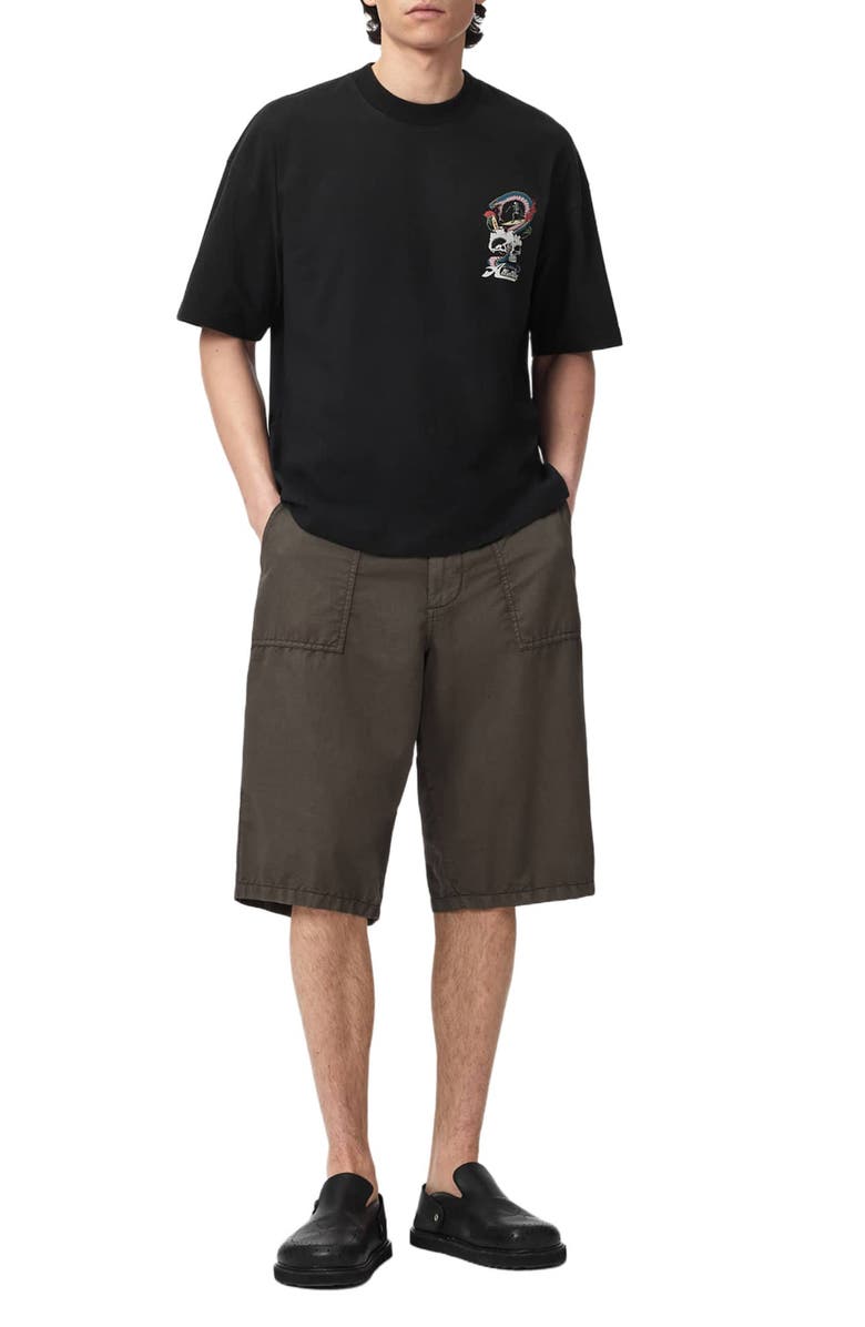 AllSaints Snakepit Crewneck Graphic T-shirt, Alternate, color, Washed Black