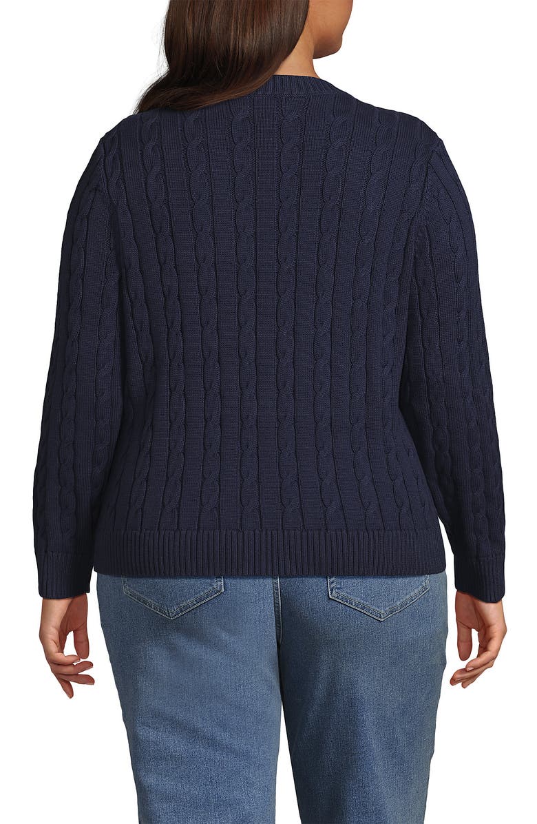 Lands' End American Flag Drifter Cable Sweater, Alternate, color, Flag/Faded Navy