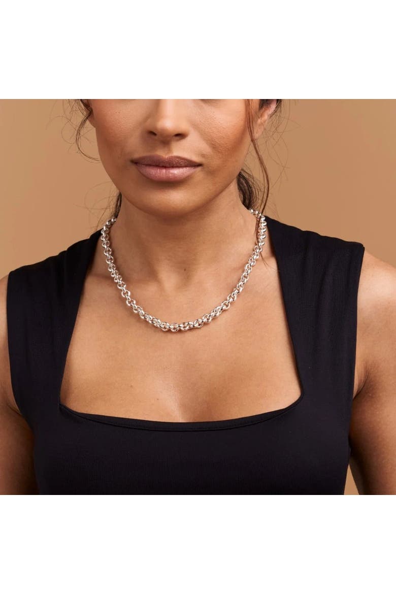 Wide Round Belcher Chain Necklace, Alternate, color, Silver