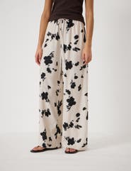 Hush Petunia Linen Blend Wide Leg Trousers
