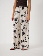 Hush Petunia Linen Blend Wide Leg Trousers