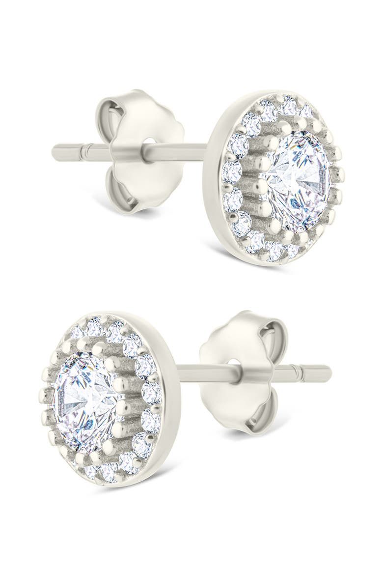 Round Cut Cubic Zirconia Stud Earrings, Alternate, color, SILVER