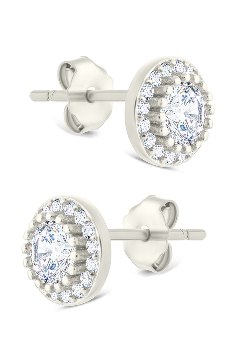 Sterling Forever Round Cut Cubic Zirconia Stud Earrings, Alternate, color, Silver