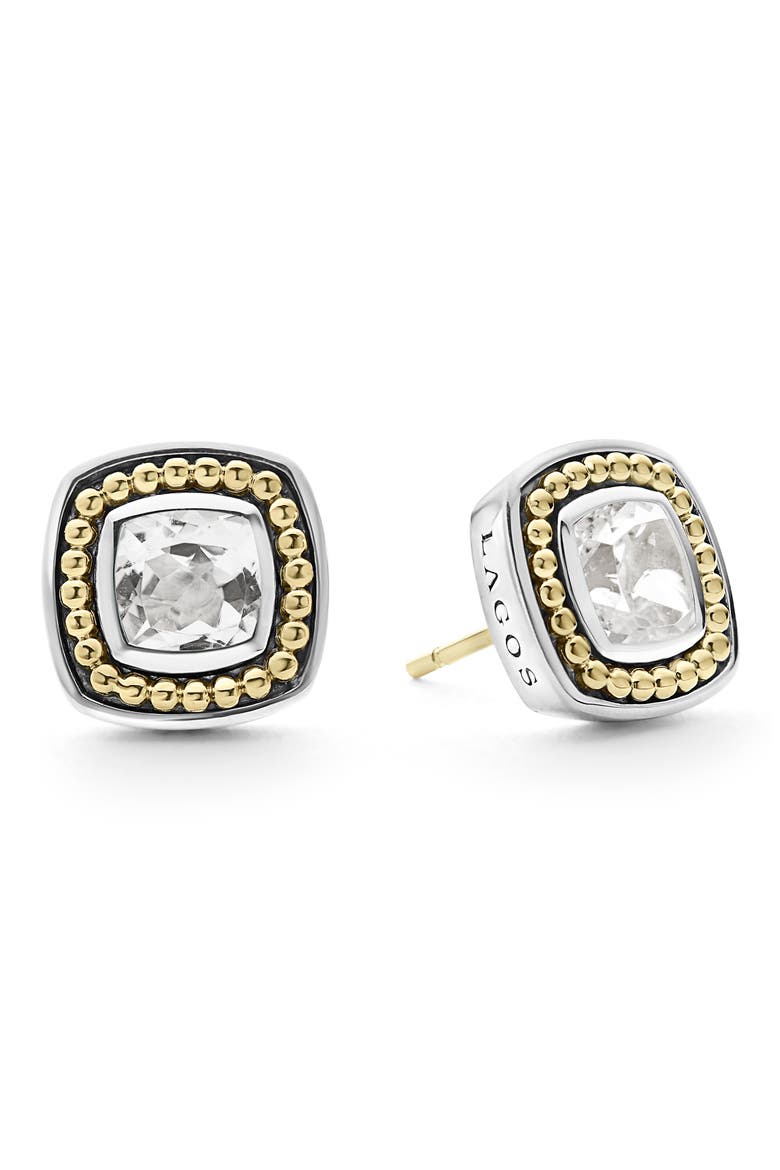Rittenhouse White Topaz Stud Earrings, Main, color, GOLD