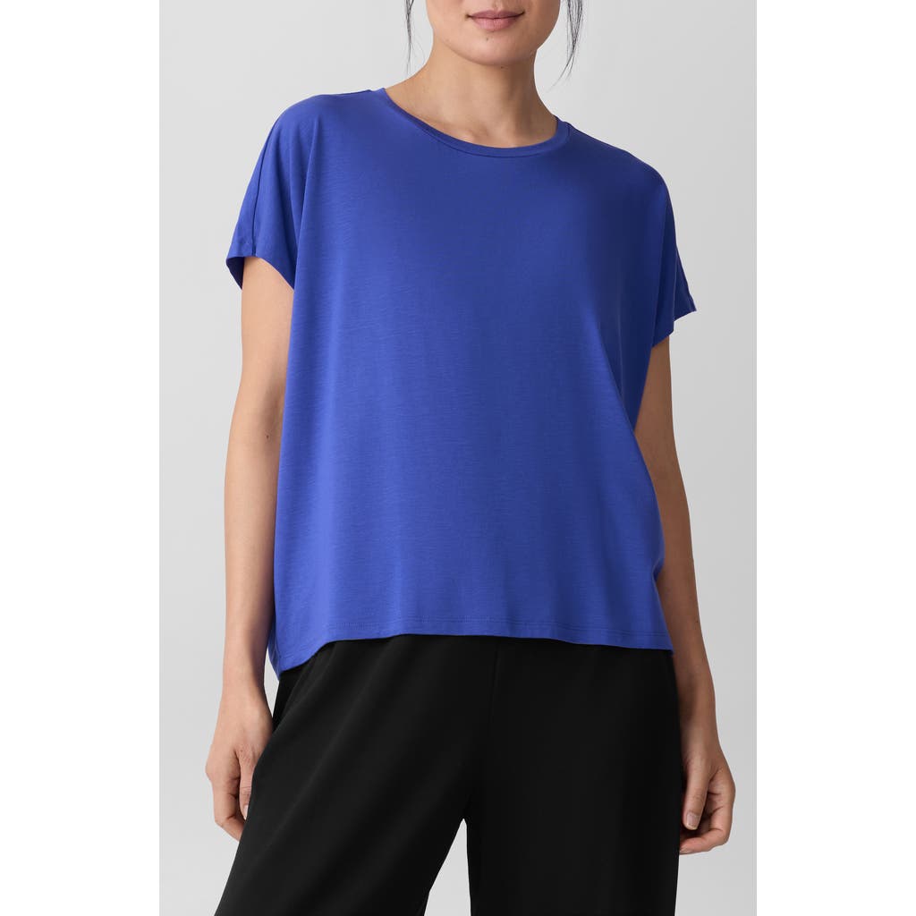 Eileen Fisher Fine Jersey Square Top In Blue