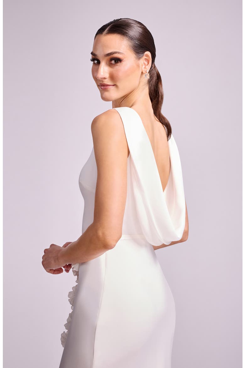 Eloise Floral Cowl Back Gown, Alternate, color, WHITE