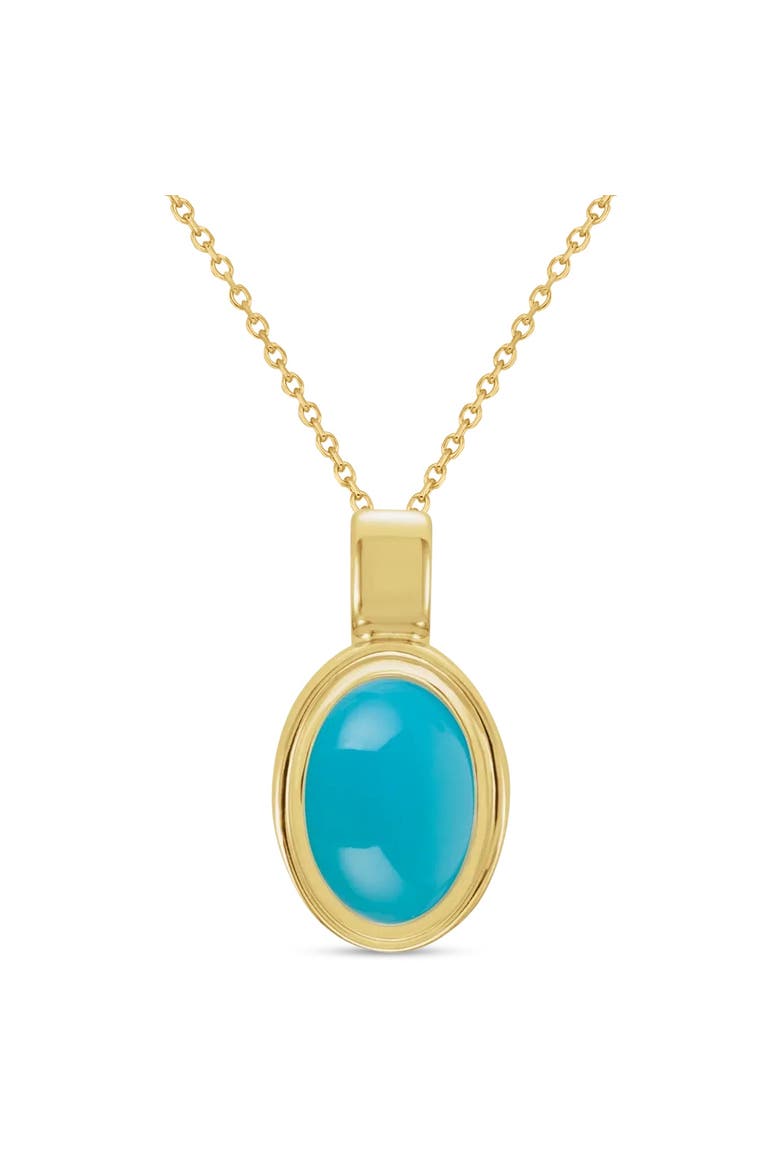 Oval Natural Cabochon Peridot Pendant Necklace 14K 0.86ct, Main, color, Turquoise,Yellow Gold