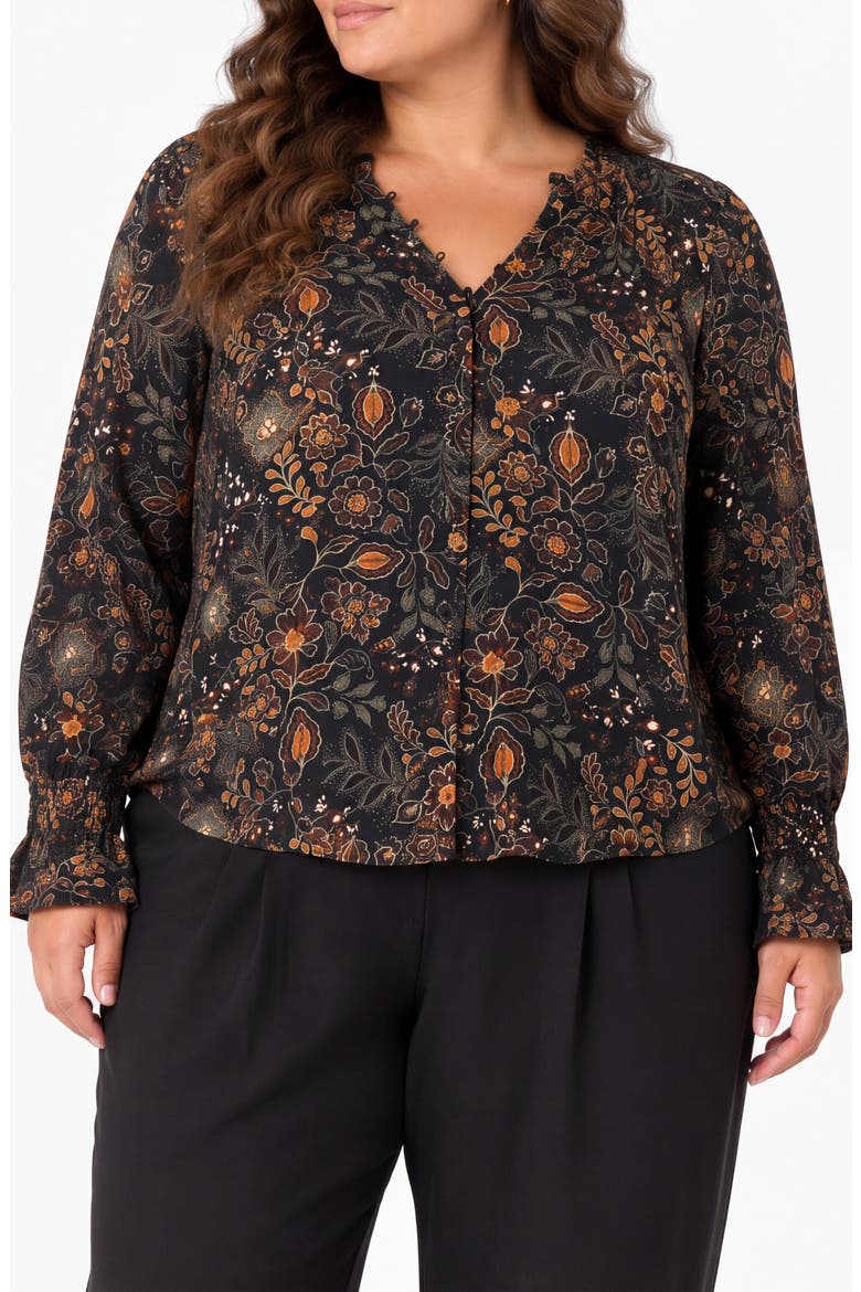 Pintuck Sateen Top, Main, color, BLK/ RUST MULTI