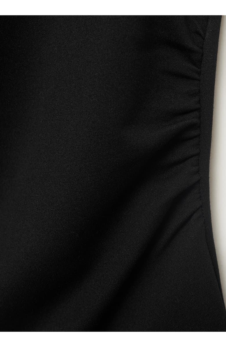 MANGO Ruched One-Shoulder Top, Alternate, color, Black