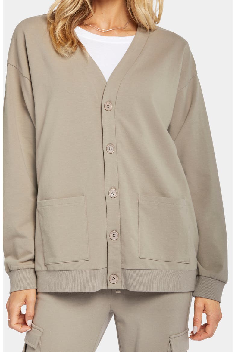 Sweatshirt Cardigan, Alternate, color, SADDLEWOOD