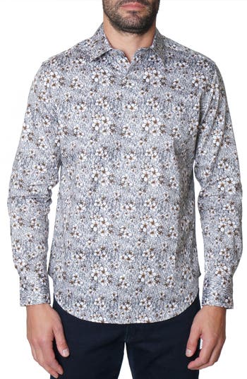 ROBERT GRAHAM ROBERT GRAHAM ETCHED FLORAL PRINT COTTON BUTTON-UP SHIRT 