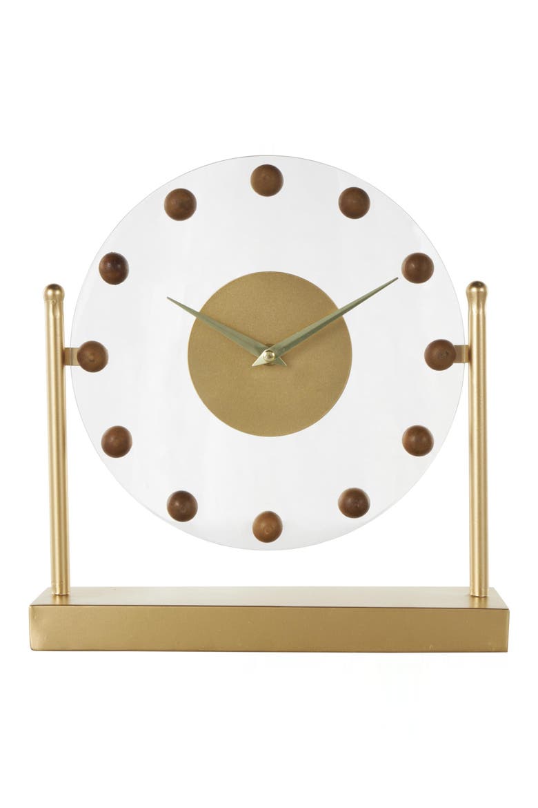 Modern Black Metal Clock, Main, color, GOLD