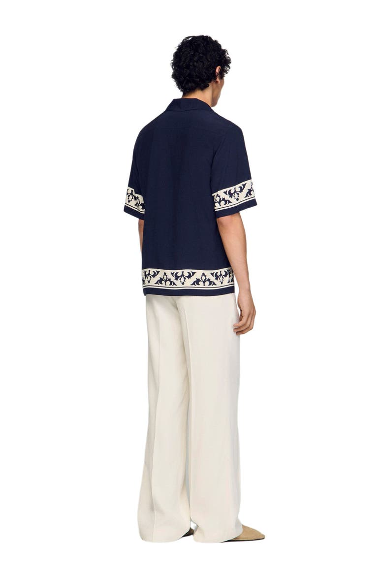 Contrast print loose-fit shirt, Alternate, color, Navy blue