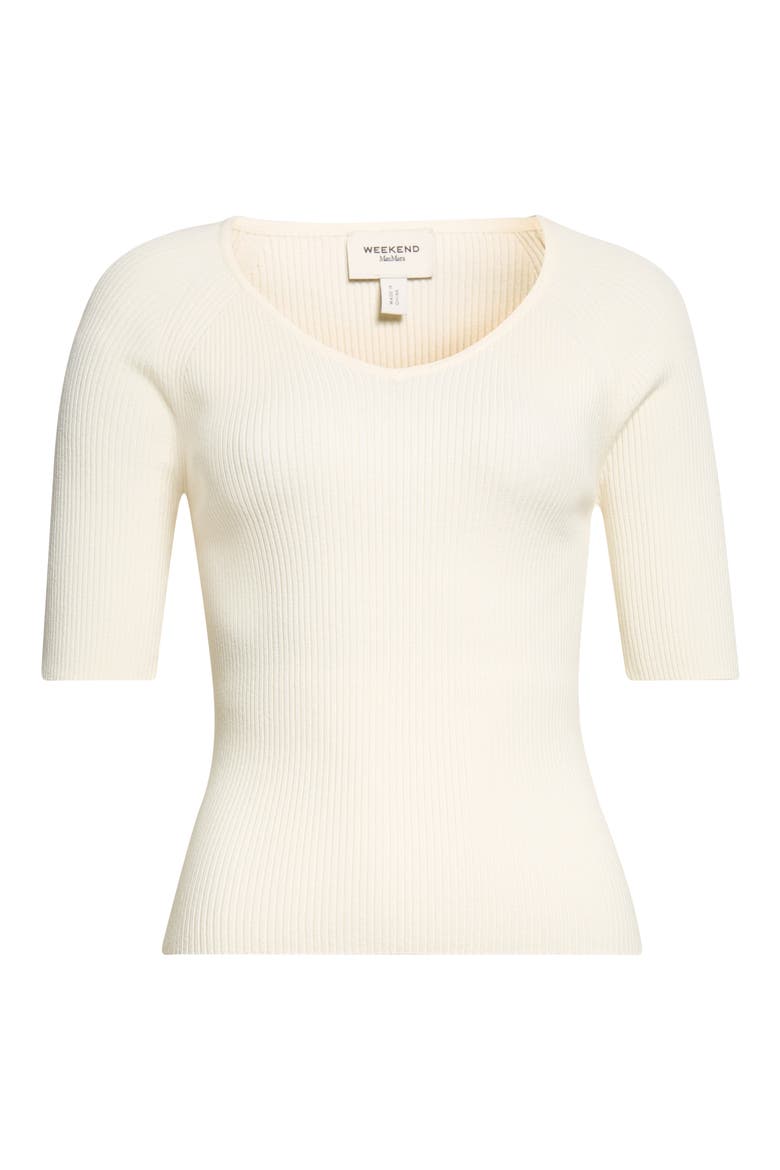 Rib Short Sleeve Sweater, Alternate, color, ECRU