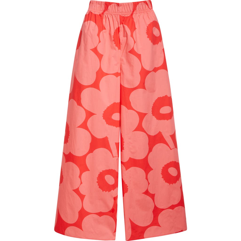Marimekko Voimakukka Unillo Cotton Pants In Red Pink