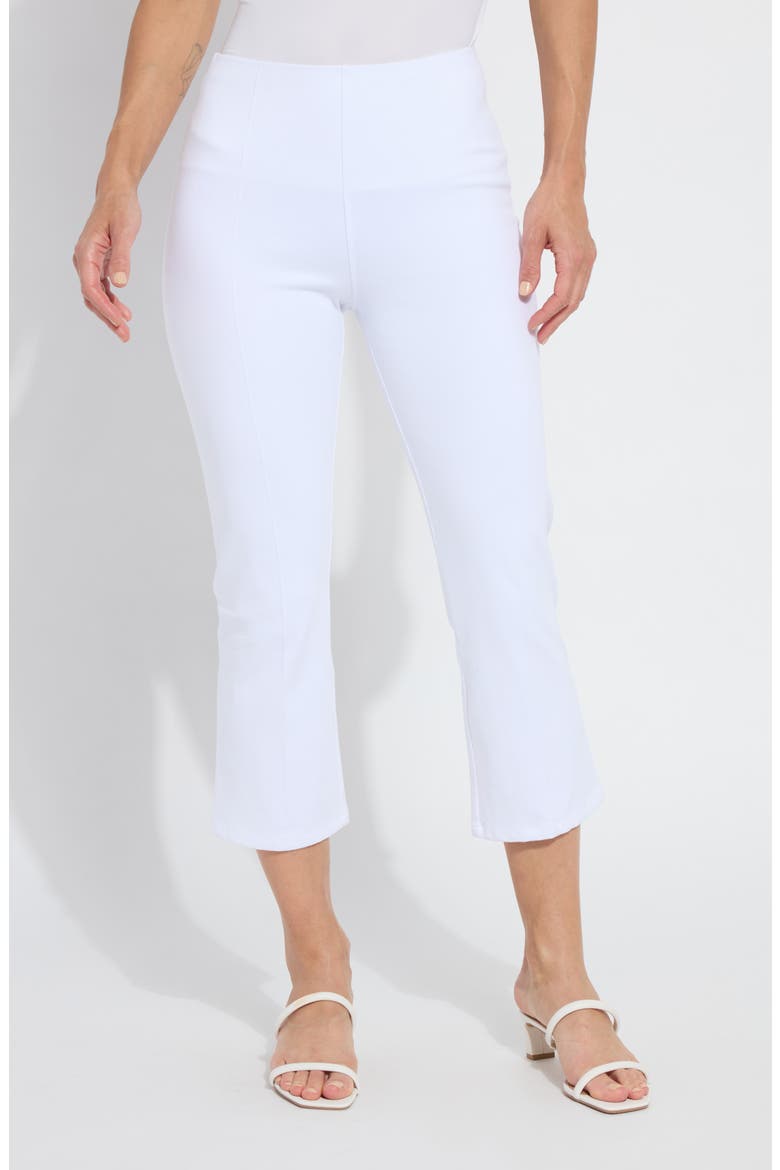 The Lizzette Bow Zip Hem Crop Flare Pants, Main, color, WHITE
