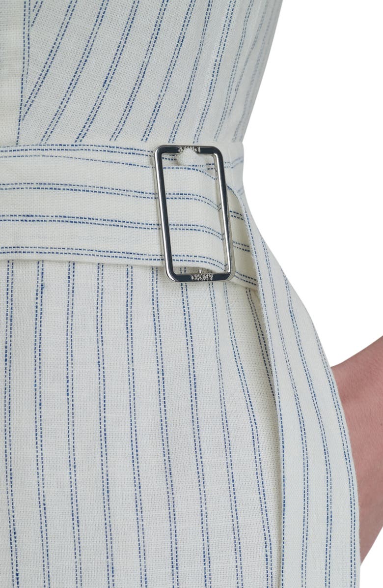 DKNY Stripe Linen Blend Crop Jumpsuit, Alternate, color, Ivory/Admiral