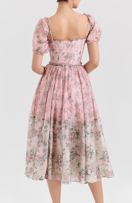 House Of Cb Womens Pink Floral Penelope Floral-print Tie-waist Woven Midi Dress