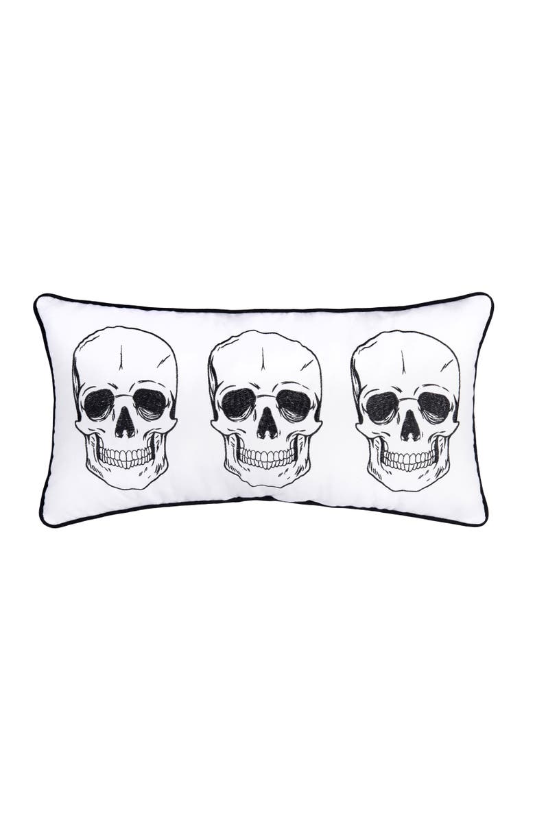 C&F Home Triple Skully Skeletons Mini Cotton Blend Halloween Accent Pillow 12" x 24", Main, color, White