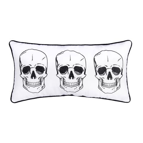Triple Skully Skeletons Mini Cotton Blend Halloween Accent Pillow 12" x 24"
