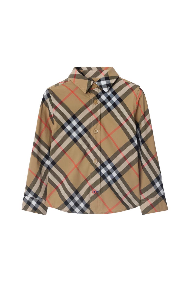 Check Cotton Shirt, Main, color, Sand beige