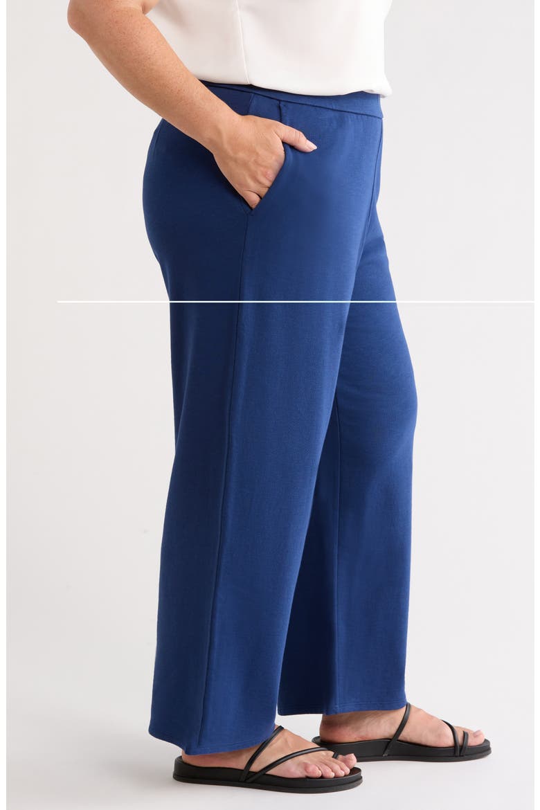 Garment Dyed Organic Cotton Terry Wide Leg Pants, Alternate, color, DEEP DIVE