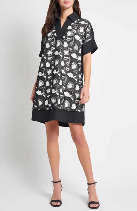 Ming Wang Mixed Media Lace Shift Dress