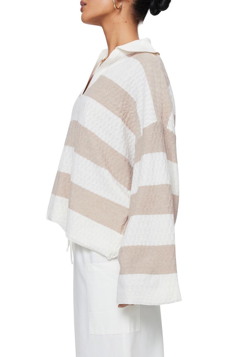 Rick Oversize Stripe Collar Sweater, Alternate, color, WHITE/ BEIGE