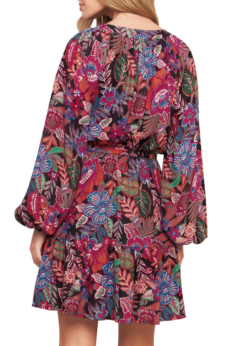 Print Long Sleeve Mini Shirtdress, Alternate, color, PINK MULTI/ BLACK