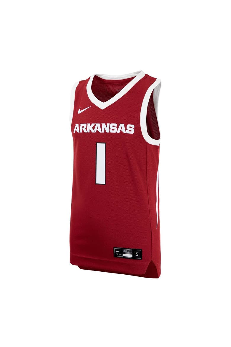 Youth Nike #1 Crimson Arkansas Razorbacks Replica Basketball Jersey, Alternate, color, Crimson