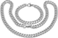 STEELTIME Men's 2-Piece Curb Chain Necklace & Bracelet Set