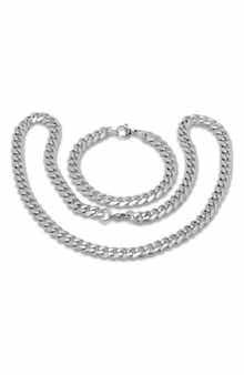 Men's 2-Piece Curb Chain Necklace & Bracelet Set