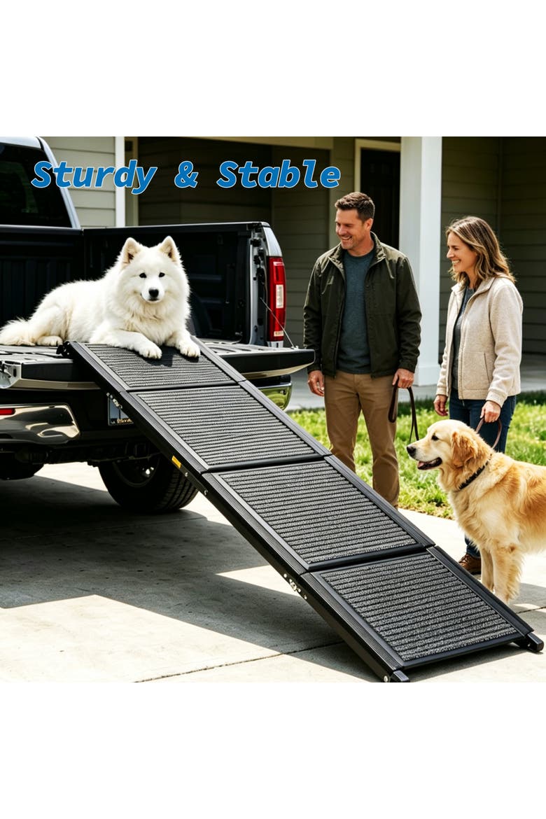 63 x 17 in Foldable Non-Slip Felt Dog Ramp, Alternate, color, Black